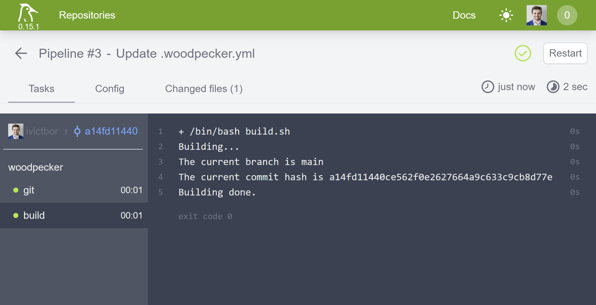 Woodpecker build output