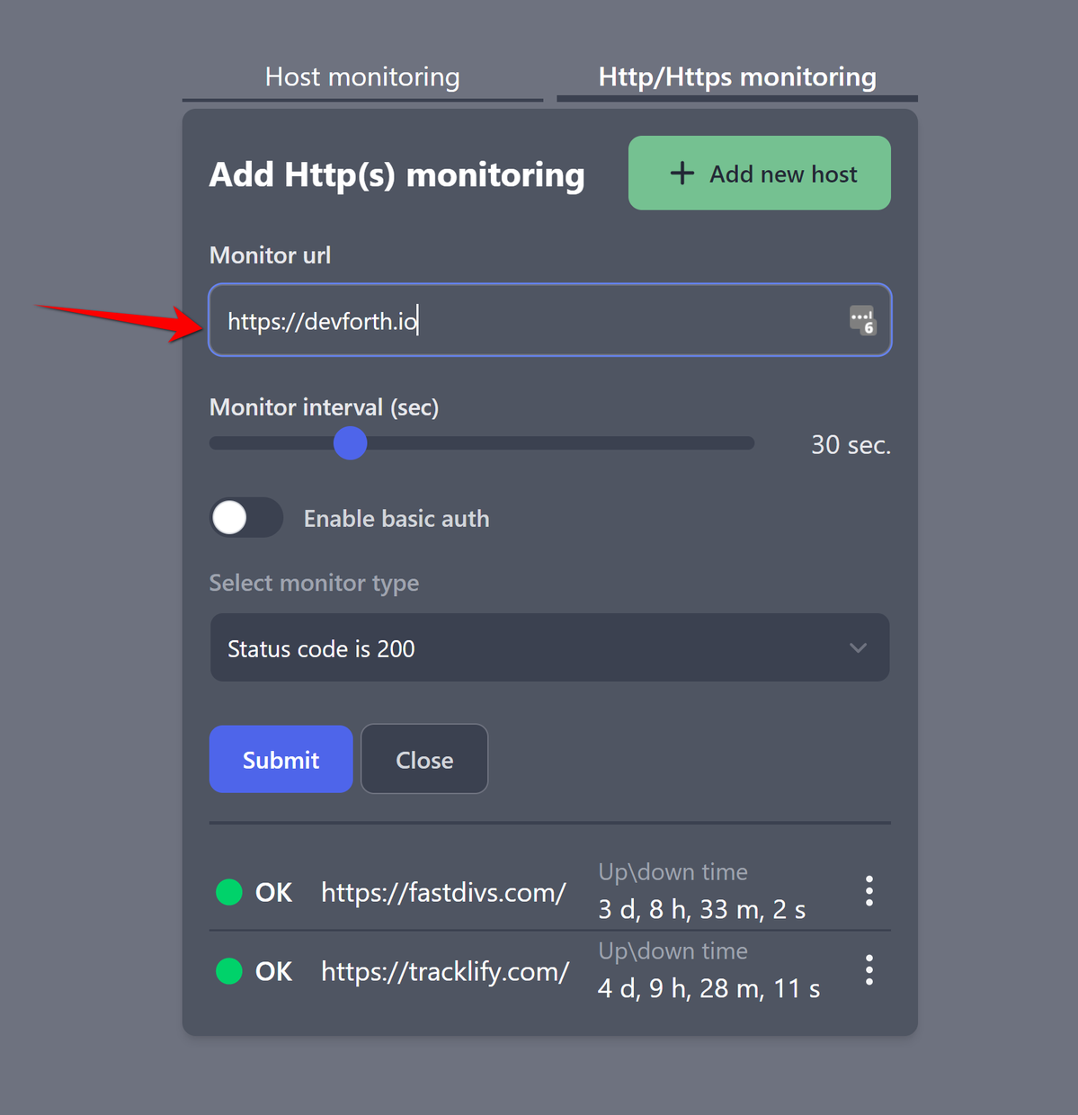 Adding Http(s) monitor