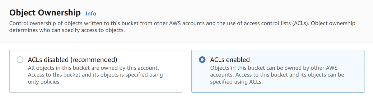 ACLs enabled ownership