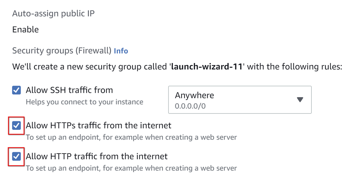 Security groups configuration to allow HTTP & HTTPs traffic