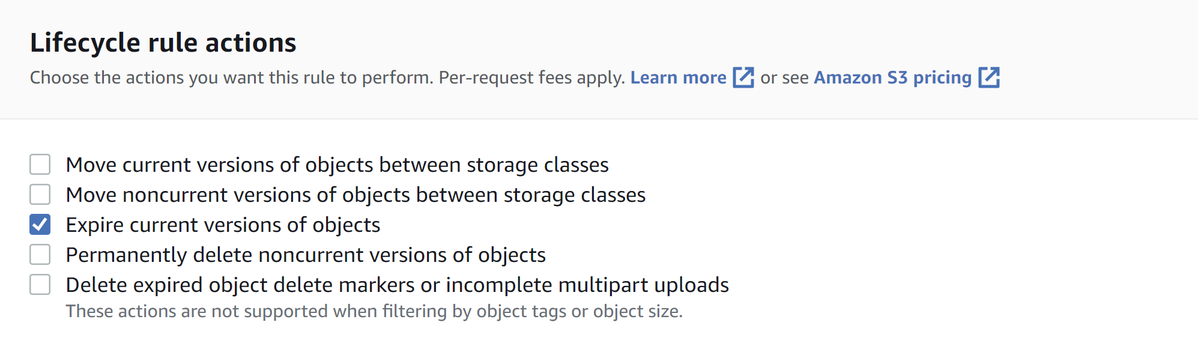 Lifecycle rule actions to delete recorded test video after number of days